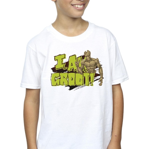 Guardians Of The Galaxy Boys I Am Groot T-Shirt 12-13 År Vit White 12-13 Years