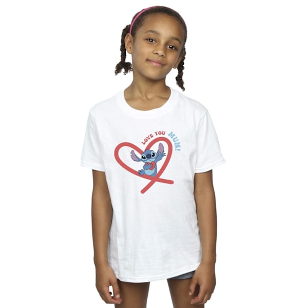 Disney Girls Lilo & Stitch Love You Mum Bomull T-shirt 5-6 år White 5-6 Years