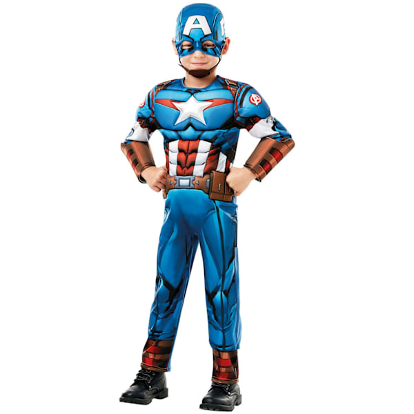 Captain America Barn/Barn Deluxe Kostym S Blå/Röd/Vit Blue/Red/White S