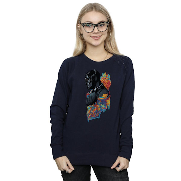 Marvel Dam/Kvinnor Black Panther Profil Sweatshirt M Marinblå Navy Blue M