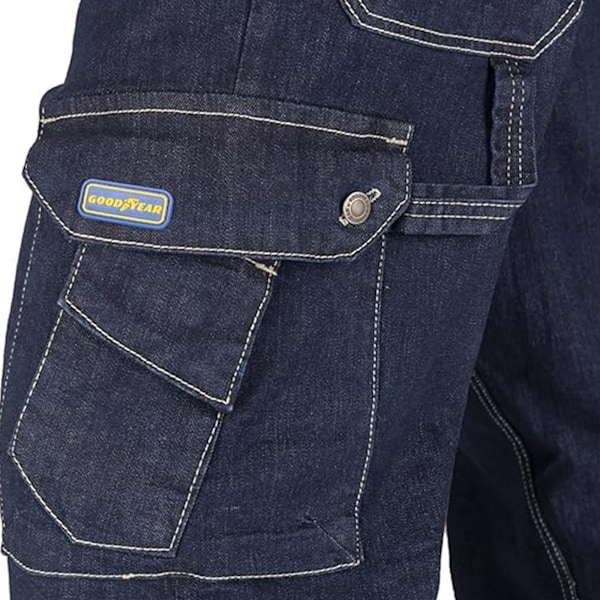 Goodyear Herr Denim Stretch Cargo Byxor 42R Marinblå Navy 42R