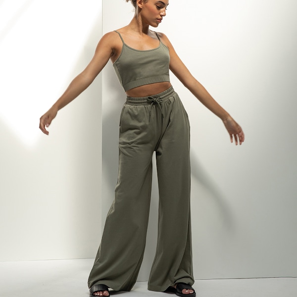 Skinni Fit Dam/Dam Sustainable Bredben Joggingbyxor M Khaki M