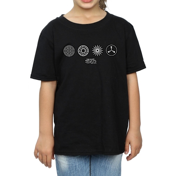 Fantastiska vidunder Girls Circular Icons Bomull T-shirt 5-6 år Black 5-6 Years