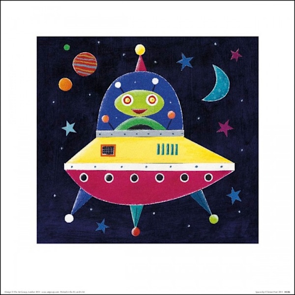 Simon Hart Spaceship II Tryck 30cm x 30cm Marinblått/Gult/Rött Navy/Yellow/Red 30cm x 30cm