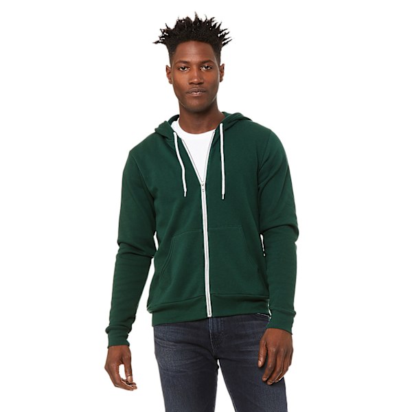 Canvas Unisex Dragkedja Polycotton Fleece Tröja med Huva / Luva Forest Green S