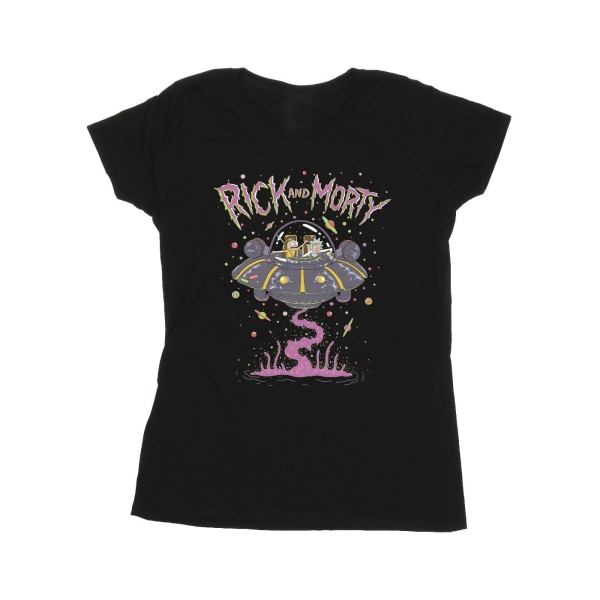 Rick And Morty Rosa rymdskepp bomull T-shirt för kvinnor/damer XL B Black XL