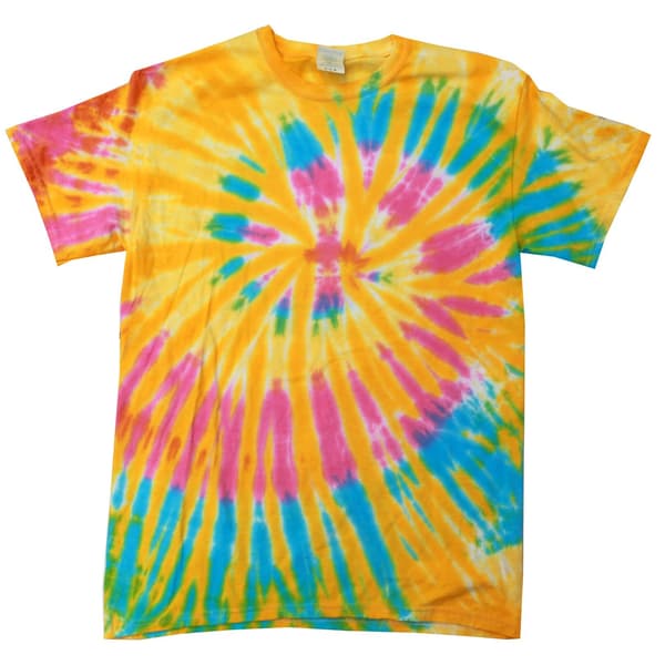 Colortone Dam/Dam Rainbow Tie-Dye Kortärmad Kraftig Rainbow L