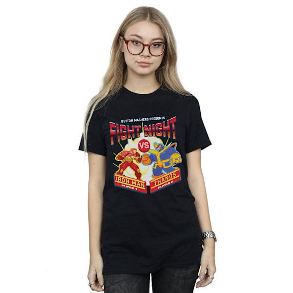 Marvel Dam/Damer Fight Night Iron Man Vs Thanos Bomull Boyfriend T-Shirt Black S