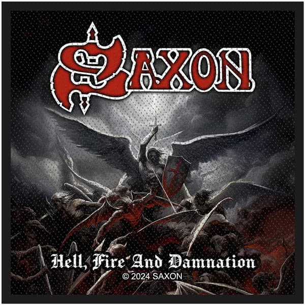 Saxon Hell Fire And Damnation Vävd Patch One Size Svart/Grå/R Black/Grey/Red One Size