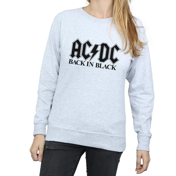 AC/DC Dam/Dam Back in Black Logo Sweatshirt M Heather Gre Heather Grey M