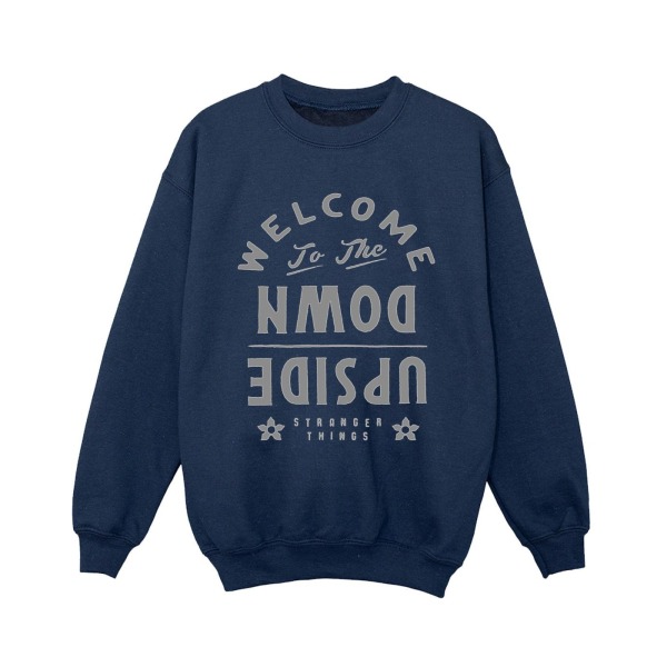 Netflix Boys Stranger Things Welcome To Upside Down Sweatshirt Navy Blue 7-8 Years