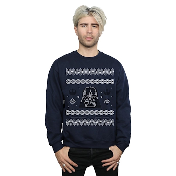 Star Wars Herr Jul Darth Vader Fair Isle Sweatshirt M Marinblå Navy Blue M