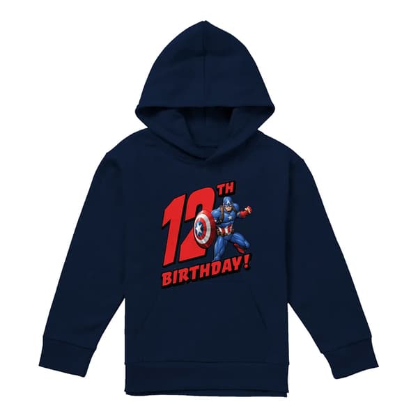 Captain America Barn/Barn Pull Over 12-årsdag Huvtröja 5 Navy 5-6 Years