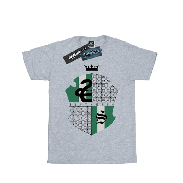 Harry Potter T-shirt för flickor med Slytherins emblem i bomull, 7-8 år, sportgrå Sports Grey 7-8 Years