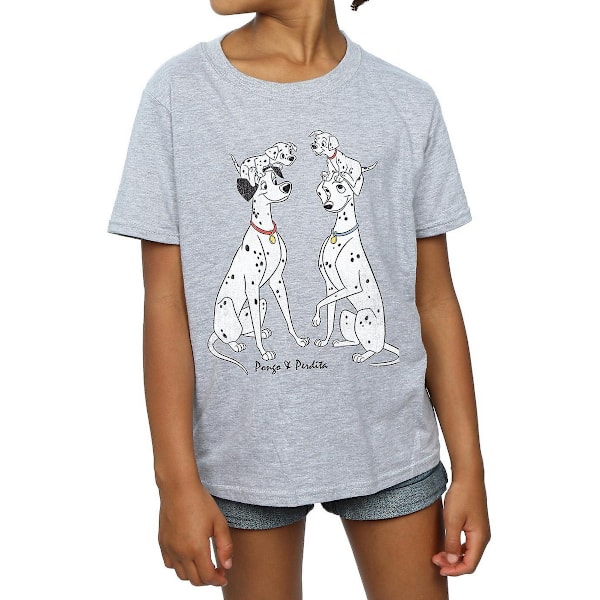 101 Dalmatiner Flickor Pongo Och Perdita T-Shirt 5-6 År Sport Sports Grey 5-6 Years