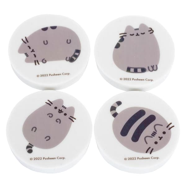 Pusheen Tryckta Suddgummin (4-pack) One Size Vit/Grå White/Grey One Size