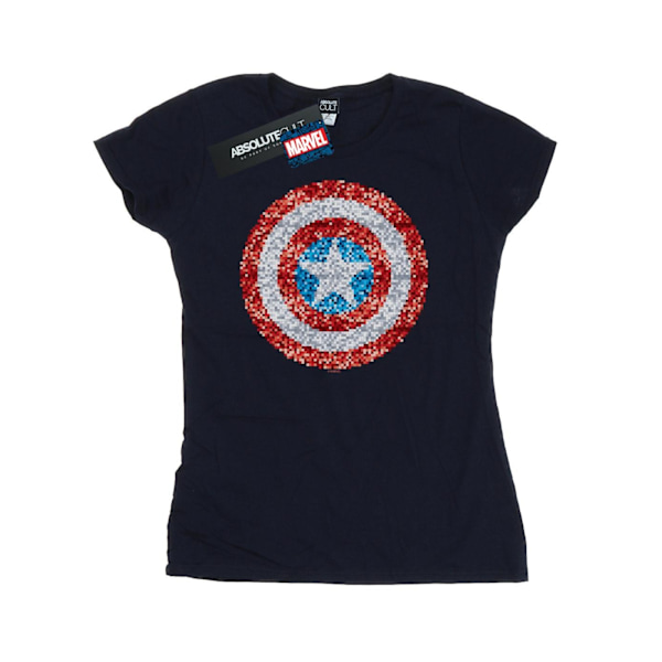 Marvel Dam/Kvinnor Captain America Pixelated Shield Bomull T- Navy Blue M
