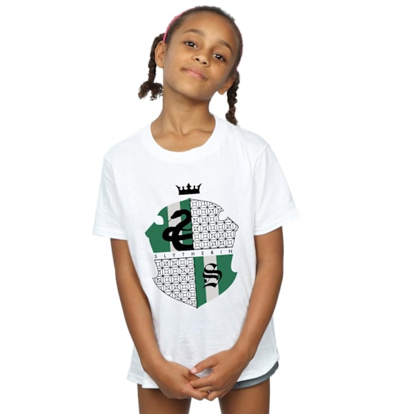 Harry Potter T-shirt för flickor med Slytherins emblem i bomull, 9-11 år, vit White 9-11 Years