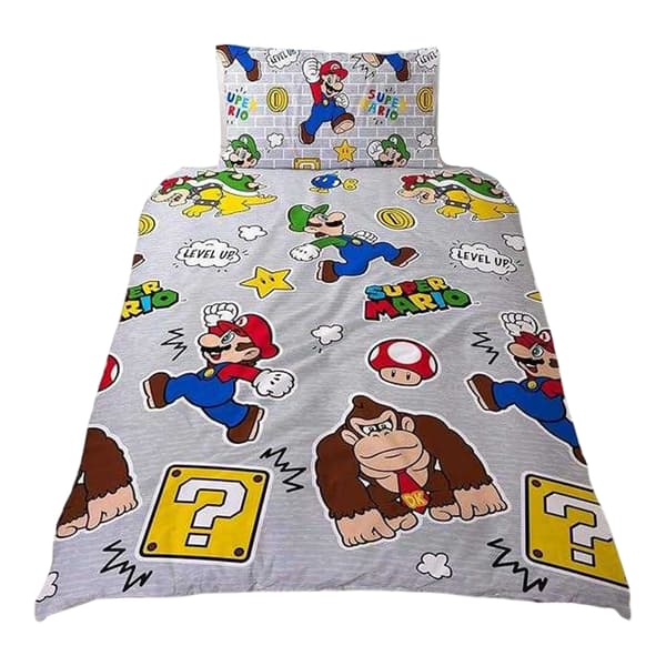 Super Mario Vändbart Påslakanset Enkelt Flerfärgat Multicoloured Single