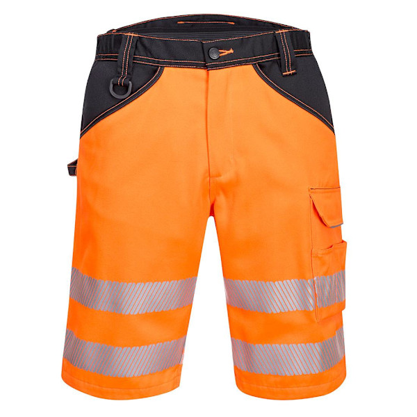 Portwest Herr PW3 Kontrastpanel Hi-Vis Shorts 42R Orange/Svart Orange/Black 42R