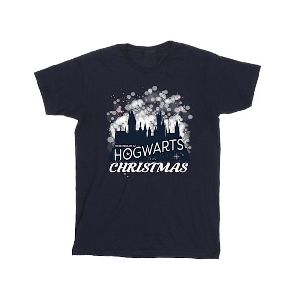 Harry Potter flickor Hogwarts jul bomull T-shirt 12-13 år Navy Blue 12-13 Years