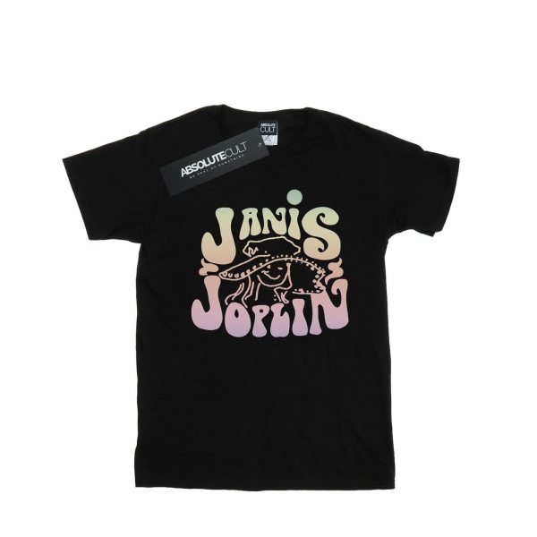 Janis Joplin Dam/Kvinnor Pastell Logotyp Bomull Pojkvän T-shirt Black XXL