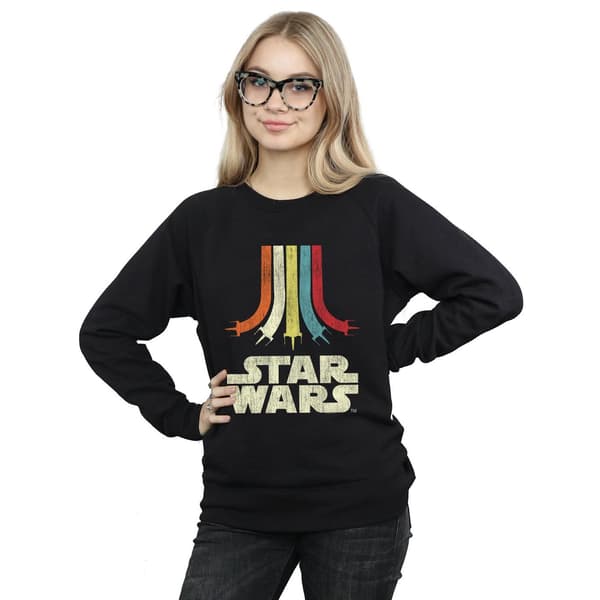 Star Wars Dam/Kvinnor Retro Regnbåge Sweatshirt S Svart Black S