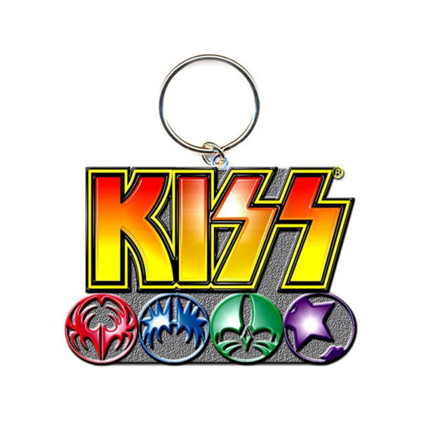 Kiss Logo & Icons Emalj Nyckelring One Size Flerfärgad Multicoloured One Size