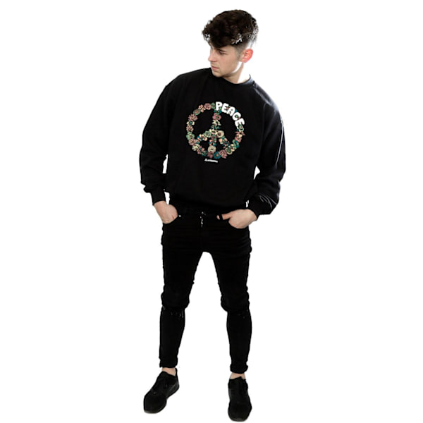 Woodstock Mens Floral Peace Sweatshirt XXL Svart Black XXL