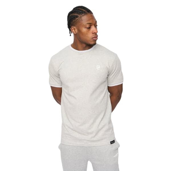 Crosshatch Herr Preece Kontrastrandig T-shirt L Gråmelerad Grey Marl L