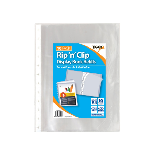 Tiger Stationery Rip N Clip A4 Display Book One Size Clear Clear One Size