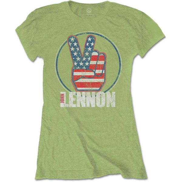 John Lennon Dam/Kvinnors Fredssymbol T-shirt M Kiwi Grön Kiwi Green M