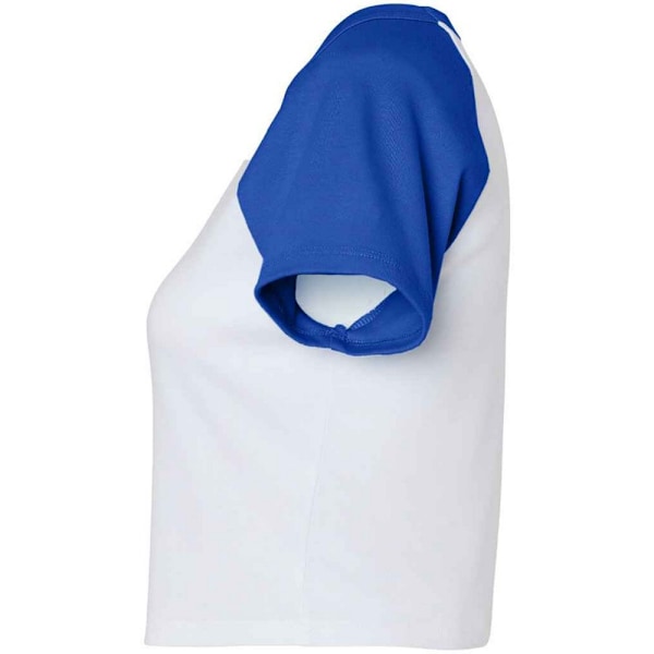 Bella + Canvas Dam/Dam Micro-Rib Raglan Crop Top L Vit/ White/Royal Blue L