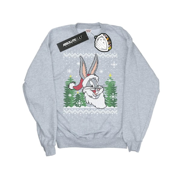 Looney Tunes Girls Bugs Bunny Jul Fair Isle Sweatshirt 9- Sports Grey 9-11 Years