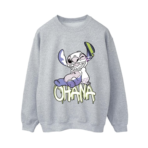 Disney Dam/Kvinnor Lilo Och Stitch Ohana Graffiti Sweatshirt Sports Grey L