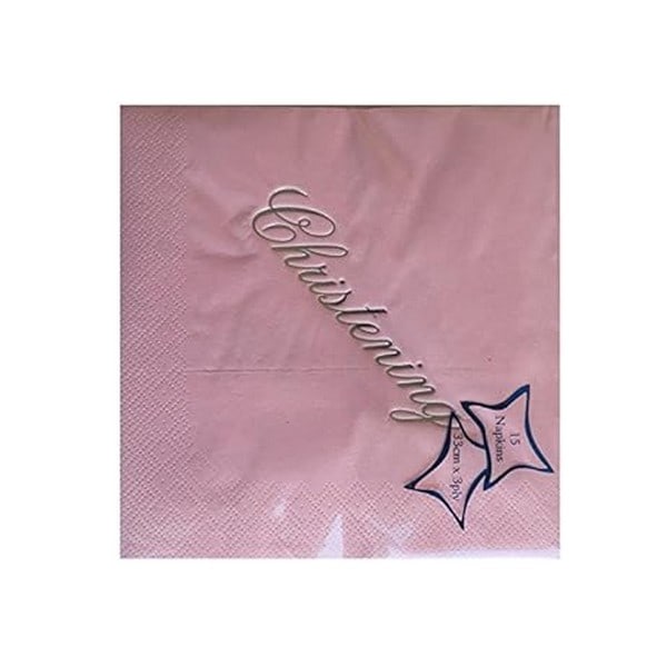 Dopnamn Text Servetter (Förpackning om 15) En Storlek Rosa Pink One Size