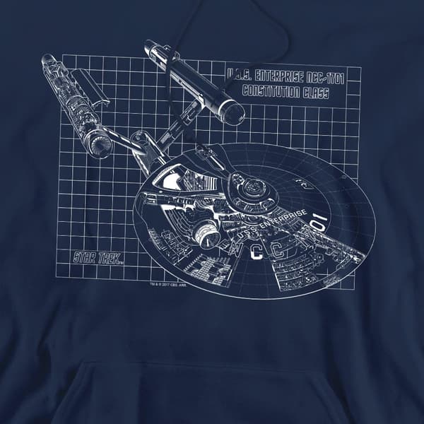 Star Trek Herr Enterprise Tryckt Huvtröja S Marinblå Navy S