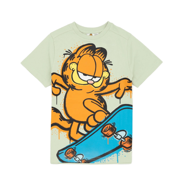 Garfield skateboard T-shirt för barn/barn 7-8 år Pastell Gre Pastel Green 7-8 Years