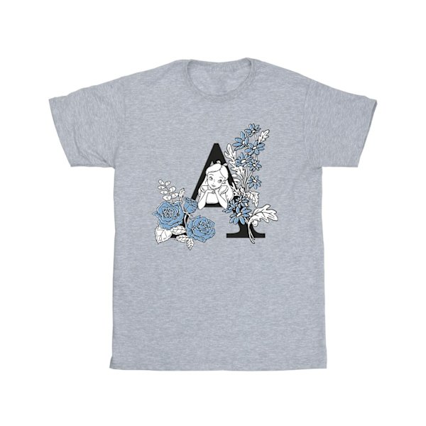 Disney Girls Alice In Wonderland Letter A Bomull T-shirt 12-13 Sports Grey 12-13 Years