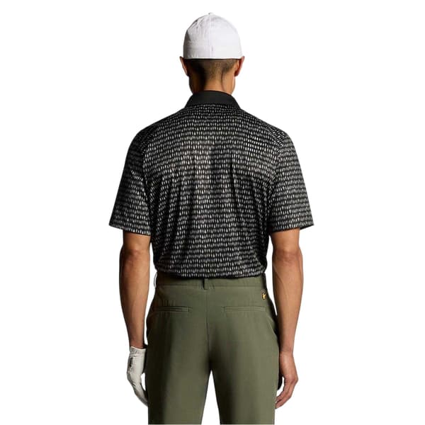Lyle & Scott Mönstrad Golf Pikétröja för Herr S Jet Black Jet Black S