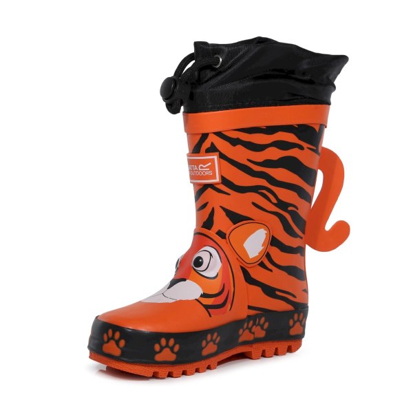 Regatta Barn/Barn Mudplay Tiger Print Wellington Boots 1 U Blaze Orange 1 UK