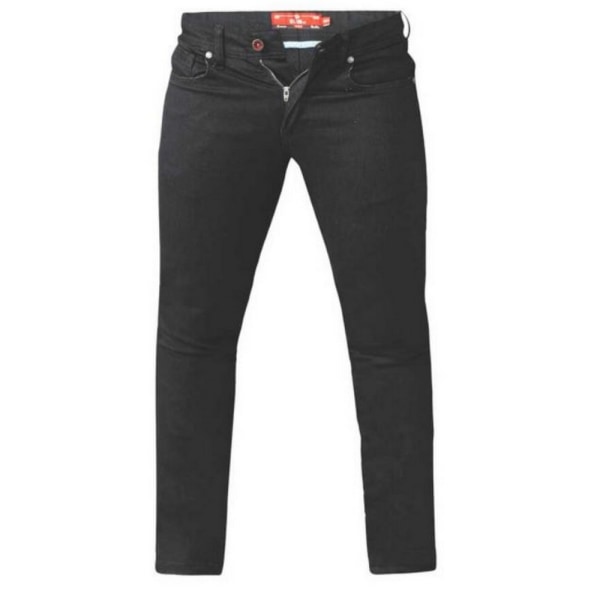 D555 Mens Claude King Size Tapered Fit Stretch Jeans 42R Svart Black 42R