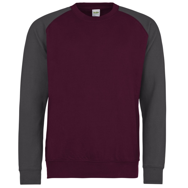 Awdis Herr Two Tone Cotton Rich baseball sweatshirt S Burgundy/ Burgundy/Charcoal S