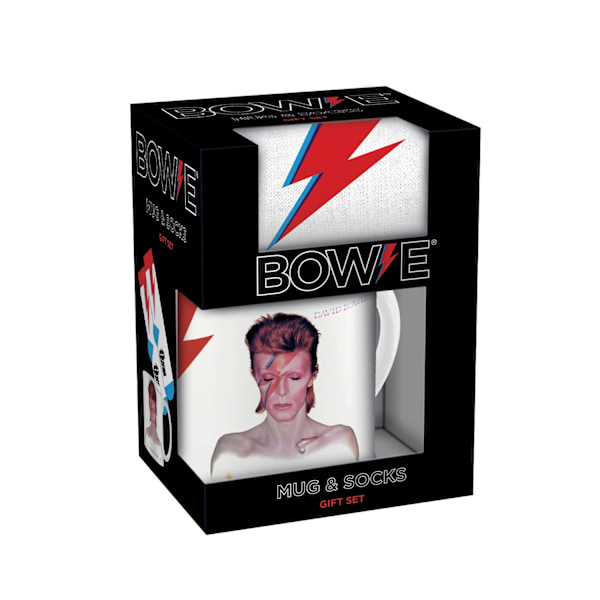 David Bowie Aladdin Sane Lightning Bolt Mugg och Strumpset Storlek One Si White/Red One Size