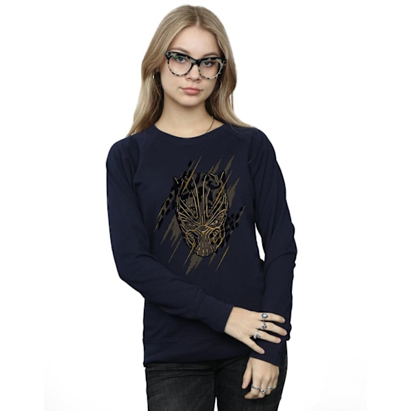 Marvel Dam/Kvinnor Black Panther Guldhuvud Sweatshirt M Marinblå Navy Blue M