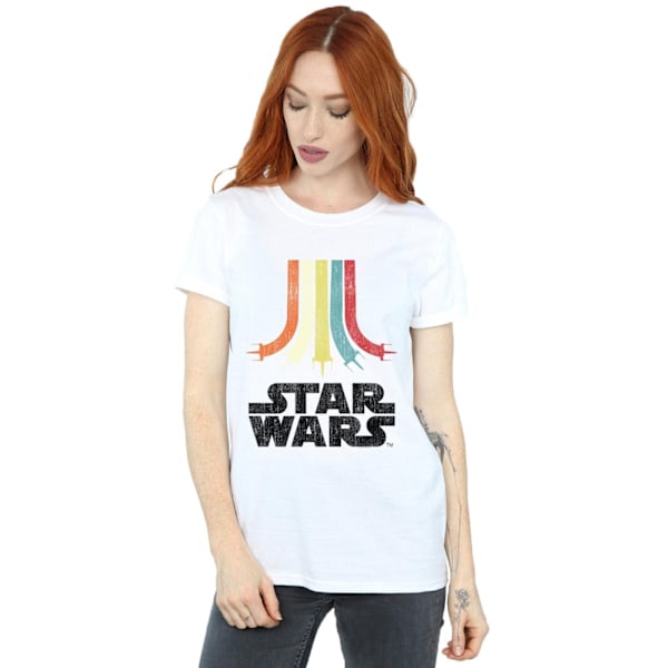 Star Wars Retro Rainbow Bomull T-shirt för kvinnor/damer White L