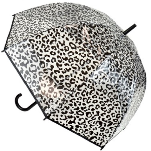 Drizzles Leopard Print Dome Stick Paraply One Size Klar/svart Clear/Black One Size