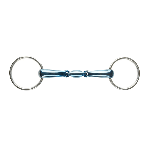 JP Korsteel Blue Steel Oval Link Lös Ring Snaffle Bit 4.5in B Blue/Silver 4.5in