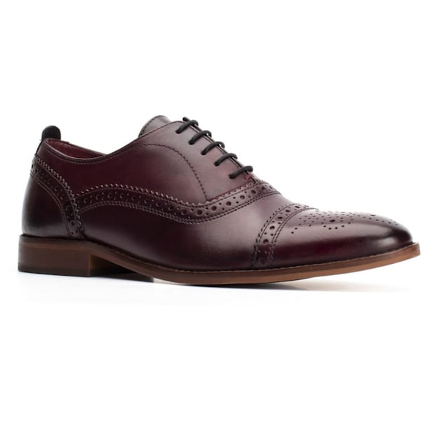 Base London Herr Cast Washed Snörning Läder Brogue Sko 8 UK D Dark Red 8 UK