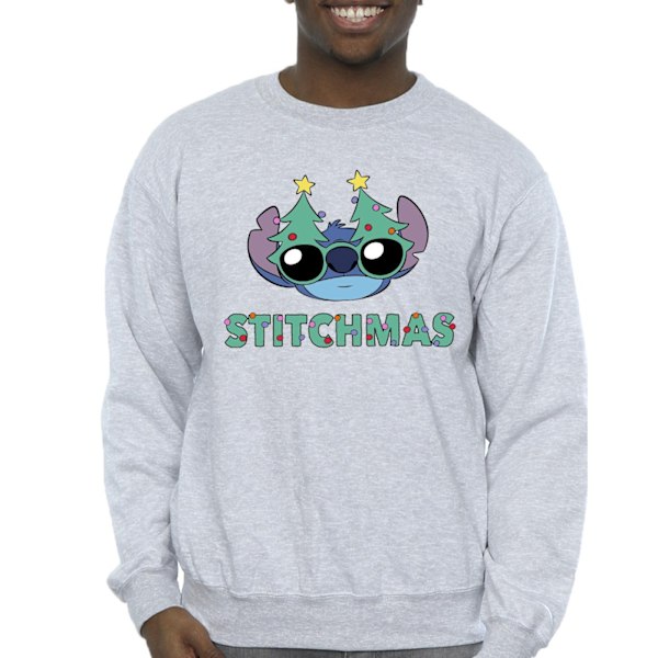 Disney Herr Lilo & Stitch Stitchmas Glasögon Sweatshirt 4XL Spor Sports Grey 4XL